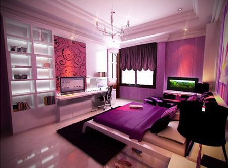 Home Interior Designs: Simple Ideas For Purple Room Design