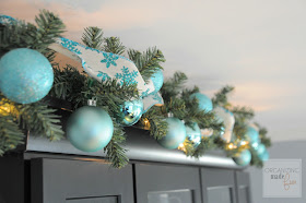 Turquoise and silver garland decor for Christmas