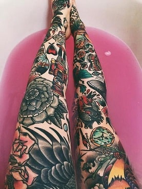 lower leg tattoo girl