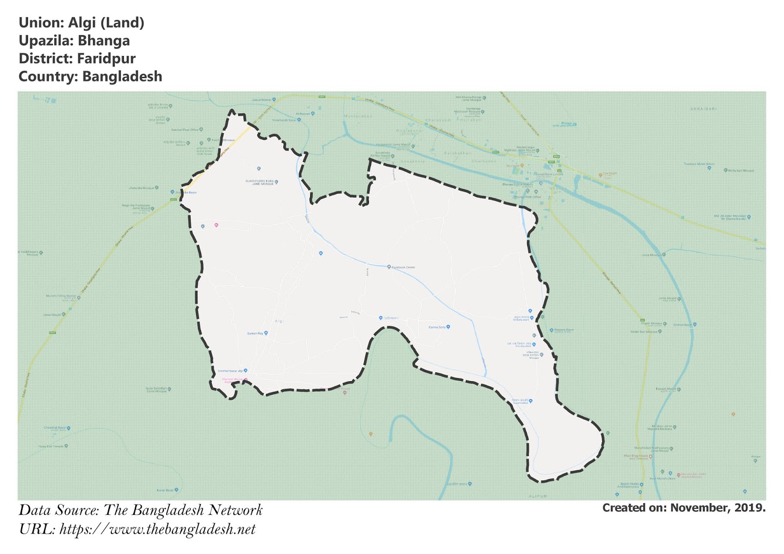 Map of Algi of Faridpur, Bangladesh.
