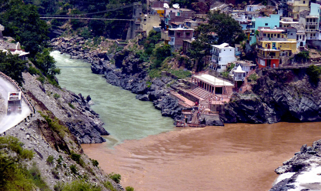 Alaknanda and Bhagirathi River at Devprayag, India Alaknanda and Bhagirathi River at Devprayag, India