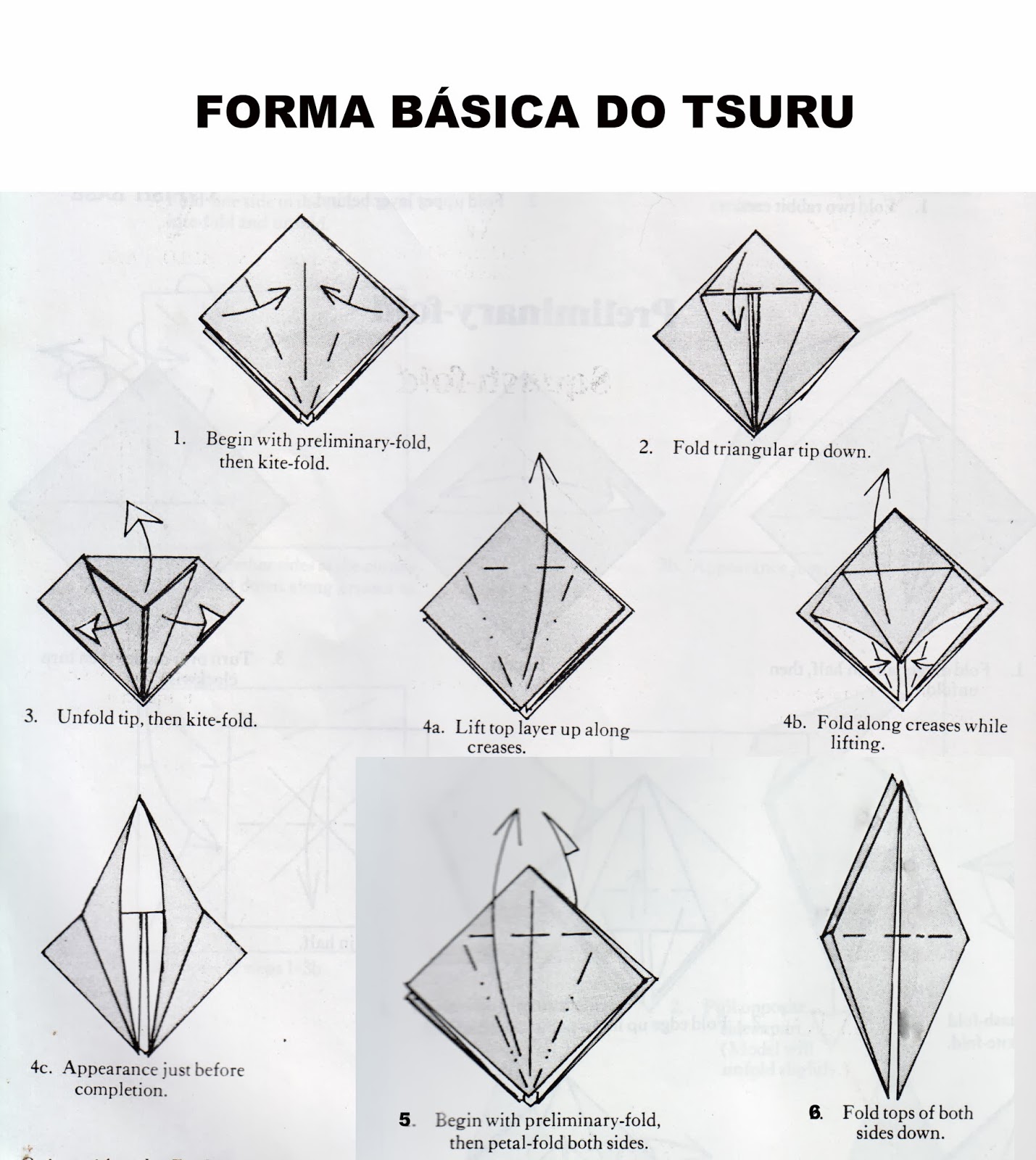 Origami com Mestre Kami Forma Básica do Tsuru