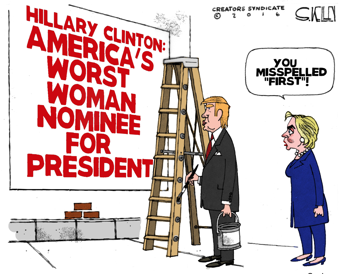Worst be a woman. Hillary Clinton cartoon.