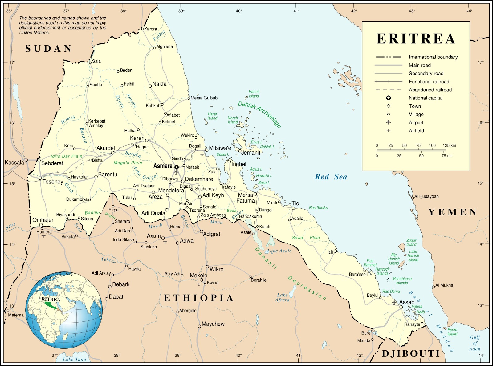 Waydia Map ERITREA - MAPAS GEOGRÁFICOS DE ERITREA - Mundo Hispánico™