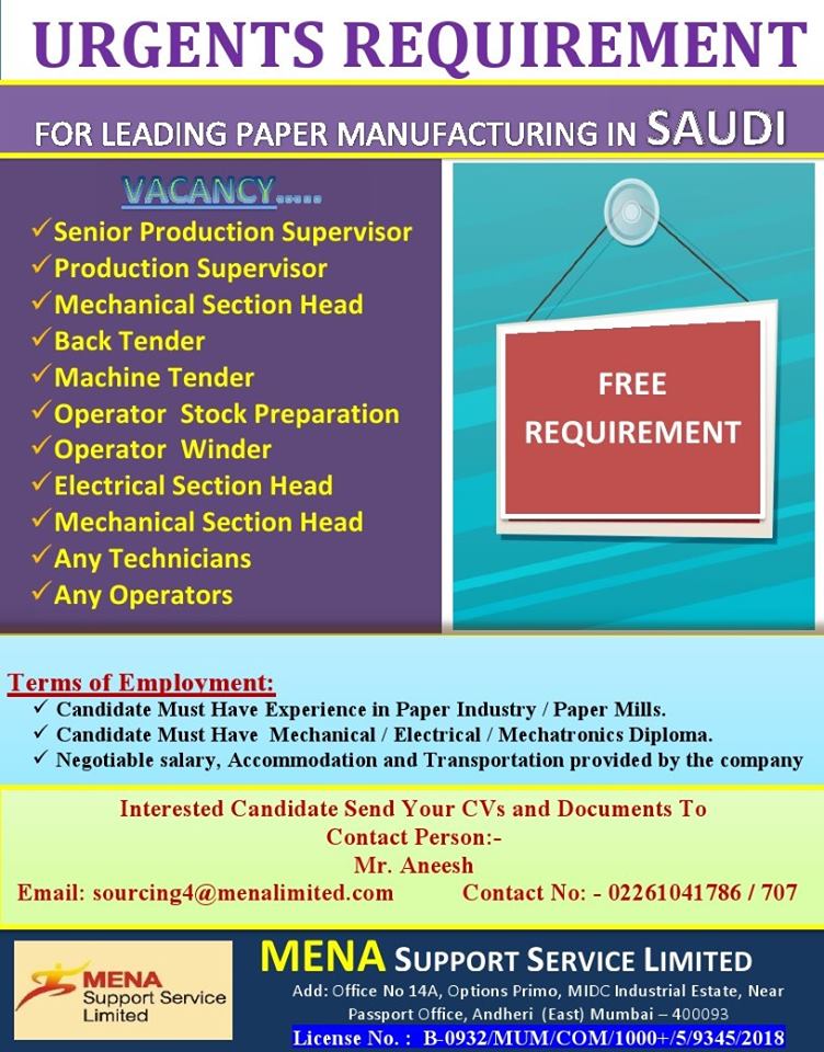 Requirement for Leading Paper Manufacturing in Saudi Arabia Requirement for Leading Paper Manufacturing in Saudi Arabia