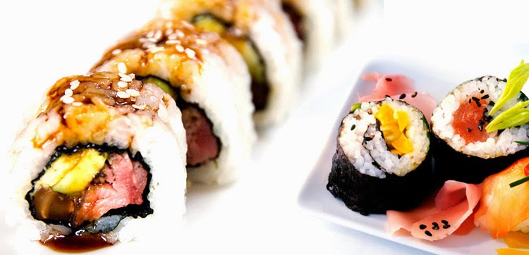platillo de sushi con ajonjolí