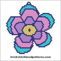 Free brick stitch seed bead necklace pendant pattern charts.