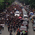 Thousands of crowd marches to the funeral of a prominent drug lord "jaguar" in Cebu
