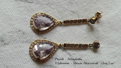 złote kolczyki ślubne z ametystem i cyrkoniami kolczyki ślubne biżuteria ślubna ametyst cyrkonie dodatki na ślub blog modowy netstylistka