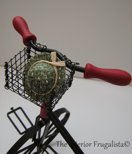 Miniature vintage iron and wood tricycle basket