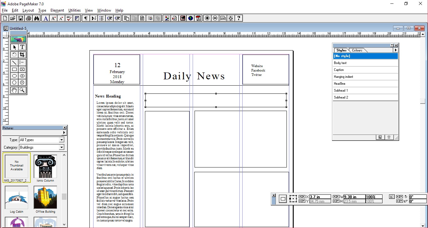 General Coding PageMaker Designing NewsPaper