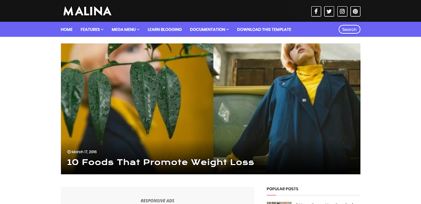 Malina Free Blogger Template