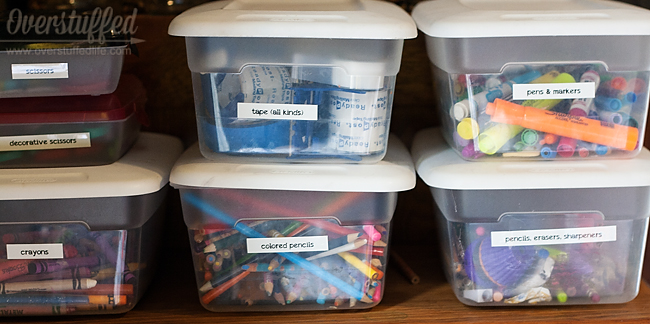 A Place for Everything Use bins or other containers you already have to organize things like crayons and markers