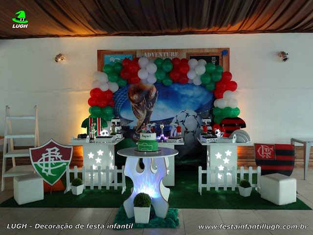 Decoração de aniversário infantil Futebol - clássico Fla x Flu - Decoração provençal