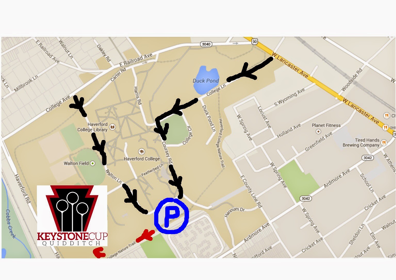 Keystone Cup Map to Keystone Cup Fields
