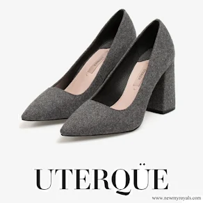 Queen Letizia wore UTERQUE High heel fabric shoes-Grey