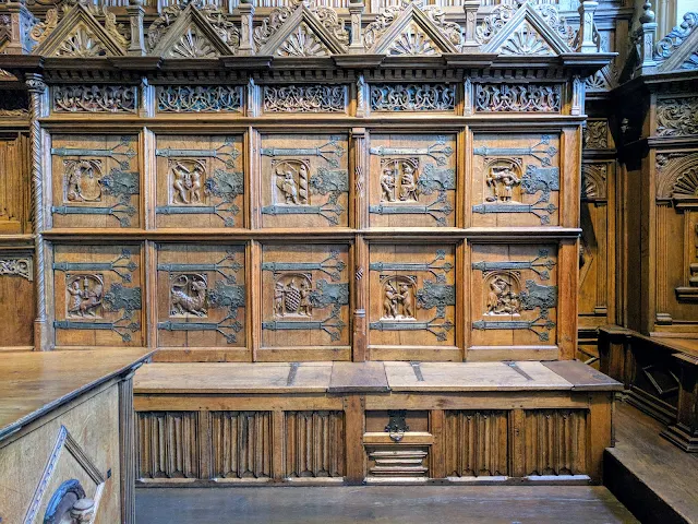 Wooden panels inside Münster's Hall of Peace