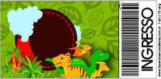 Fiesta de Dinosaurios: Invitaciones de Cumpleaños para Imprimir Gratis. Tarjeta con forma de Ticket de Fiesta de Dinosaurios.