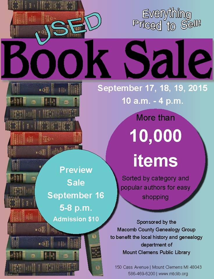 MCGG and Let's Talk...Genealogy 26 Days until the Used Book Sale at