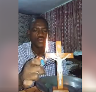 5 Photo: Man burns the crucifix of Jesus, says Christians are hypocrites