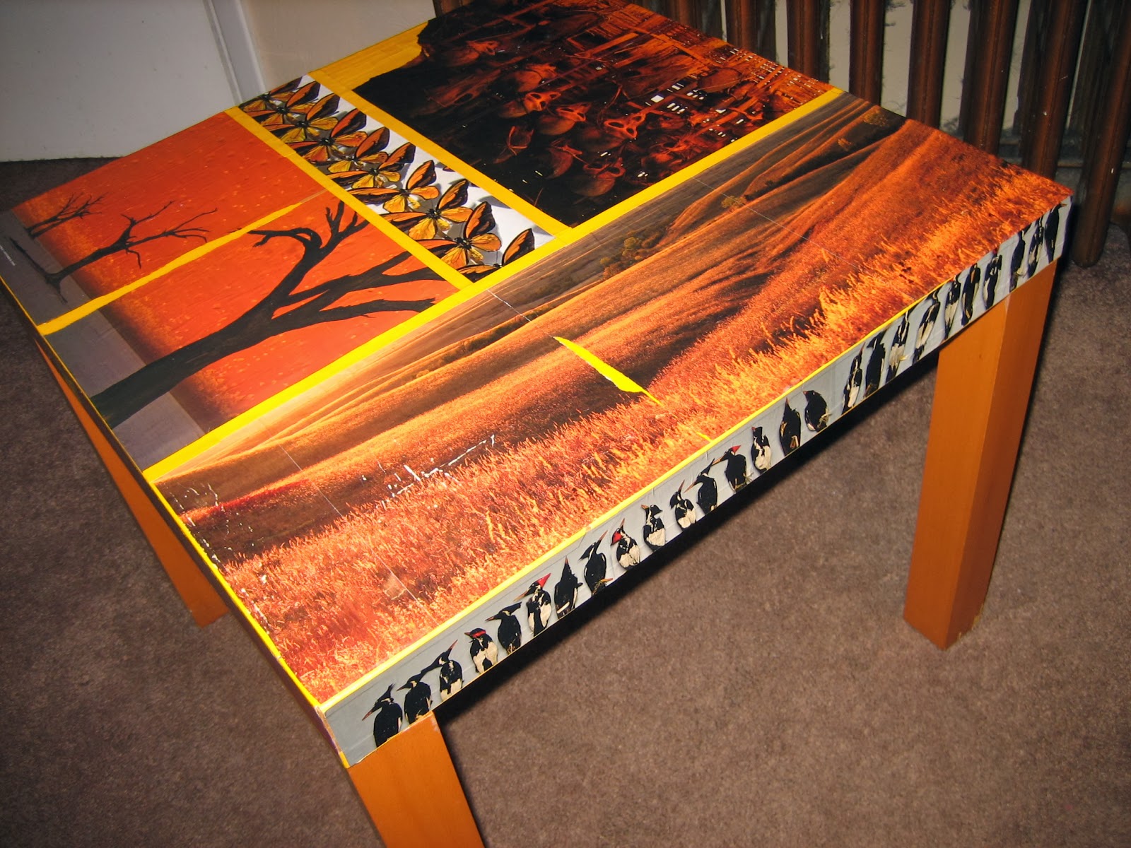 JoeSoCookbook Decoupage Lack Table with National Geographic Collage