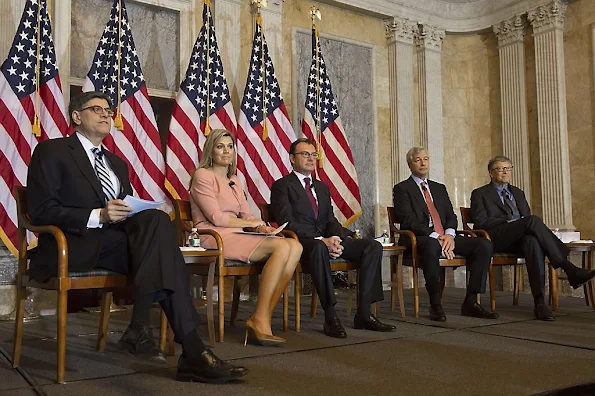 Queen Maxima of the Netherlands participates in the Financial Inclusion Forum at the Treasury Department in Washington