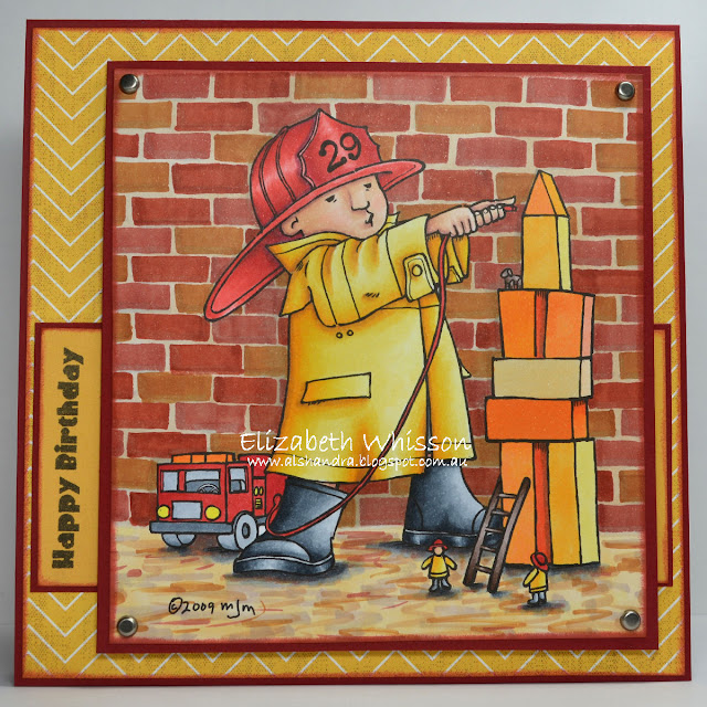 Mo Manning, firefighter, happy birthday, Elizabeth Whisson, Alshandra, fireman, copic, copic chisel, chisel nib, bricks Mo Manning, firefighter, happy birthday, Elizabeth Whisson, Alshandra, fireman, copic, copic chisel, chisel nib, bricks