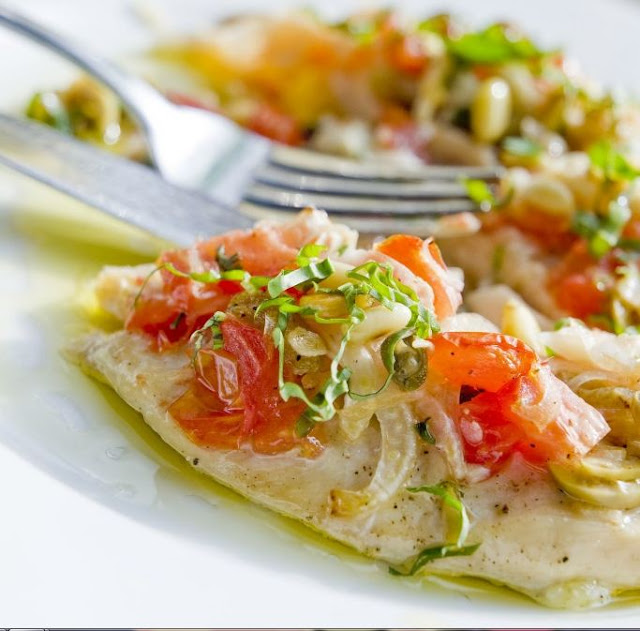 Chicken Paillard with Tomatoes, Fennel, and Olives