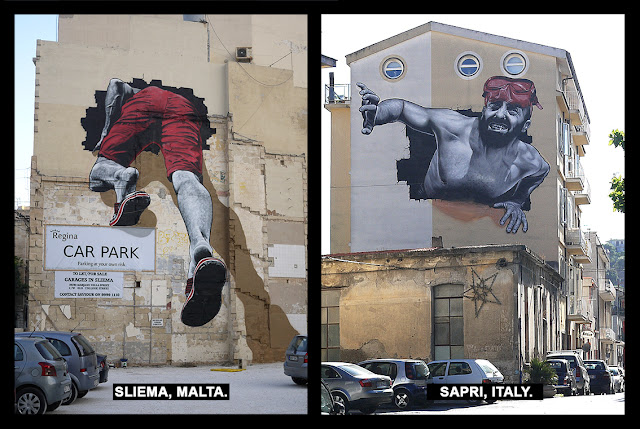 MTO just sent us a series of images from a brilliant intervention he just finished working on in Sliema, Malta and Sapri, Italy.