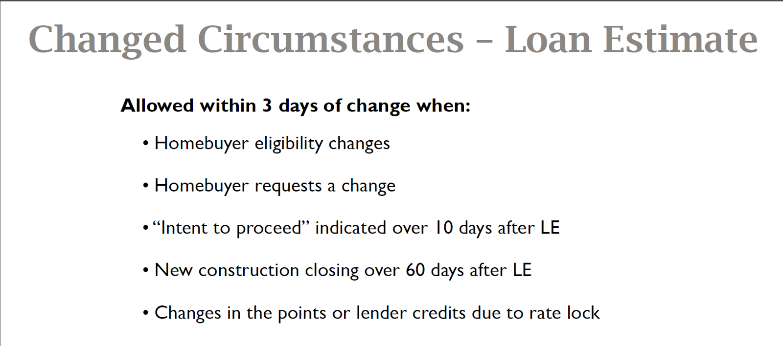 Mortgage Loans TRID Mortgage Rules