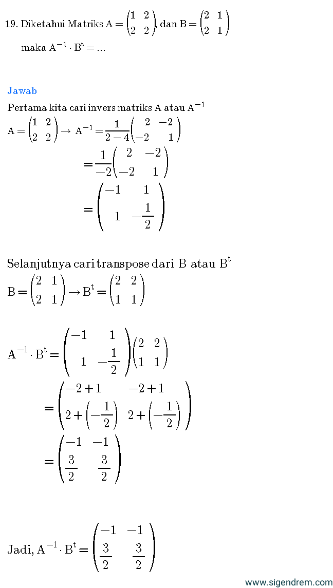 contoh soal dan pembahasan matriks