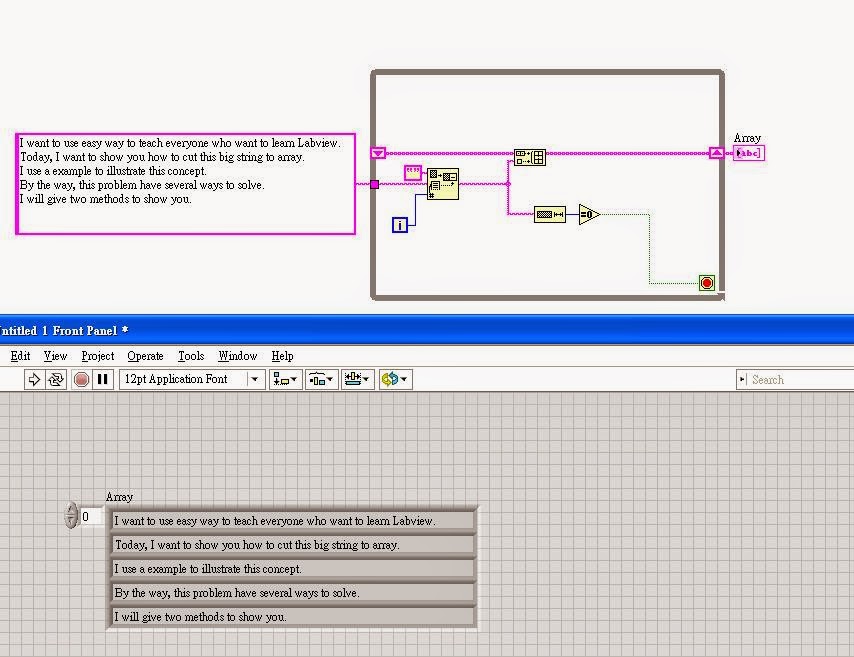 Labview mult line string to array 