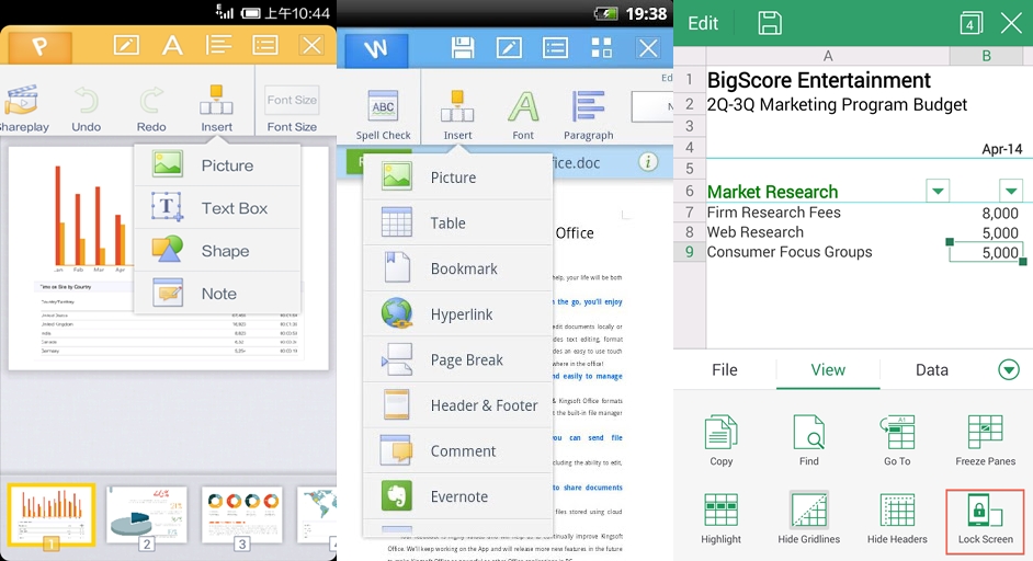 kingsoft office per android scarica