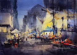 direk watercolor kingnok paintings cityscape artist yangon figurativa arte painter acuarela thailand 1976