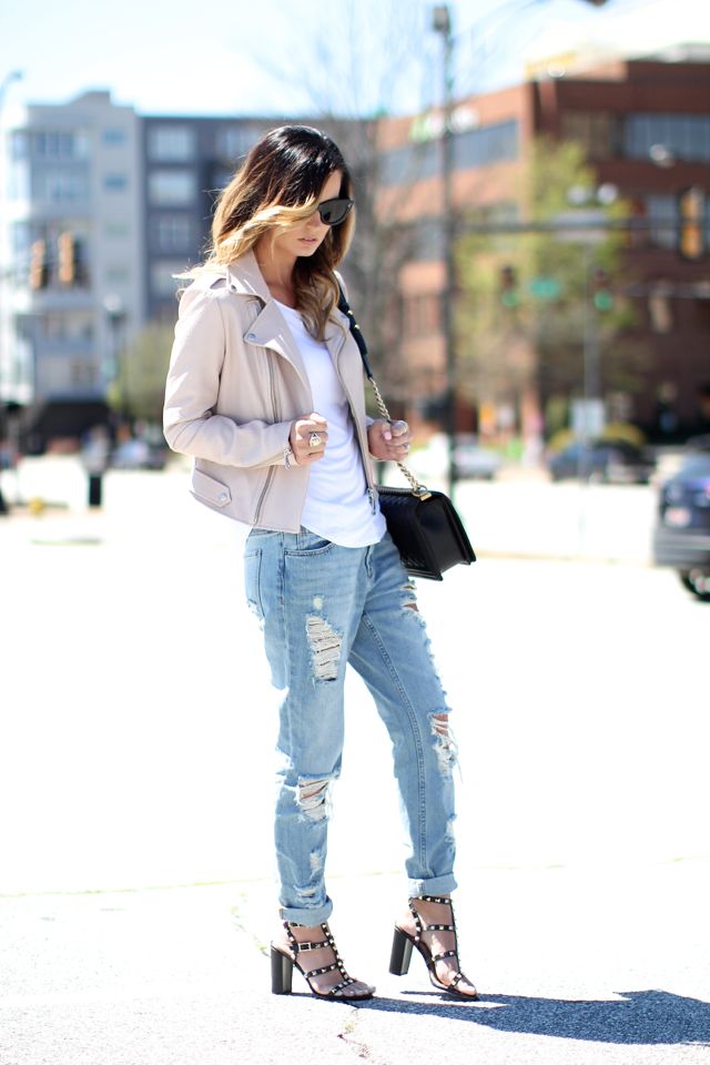 Megan Runion // For All Things Lovely: Blush Leather Jacket + Studded ...