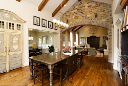 french country kitchen modern gourmet mcmansion farm dream interior brick homes kitchens room living charm beams farmhouse chic wall decor