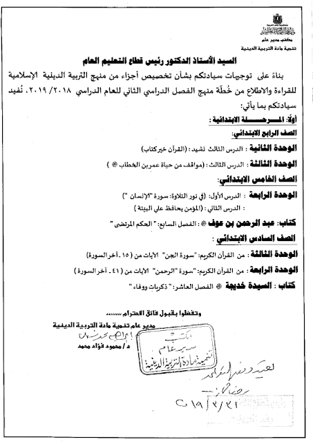 المقرر والمحزوف من منهج التربية الدينية 2019 وللأطلاع والقراه فقط المقرر والمحزوف من منهج التربية الدينية 2019 وللأطلاع والقراه فقط
