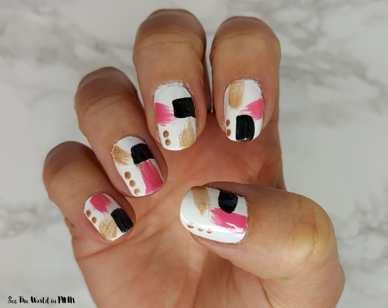 5. Pink and Silver Stroke Nail Art - wide 6