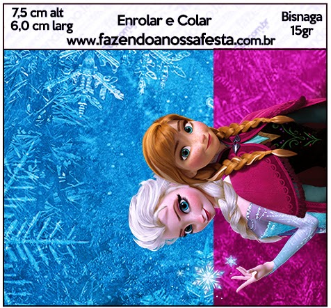 Etiqueta de Frozen Azul y purpura para imprimir gratis.