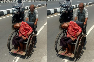 Kakek 71 Tahun Rela Dorong Kursi Roda Berpuluhan Kilo Demi Antar Sang Istri Terapi Ginjal