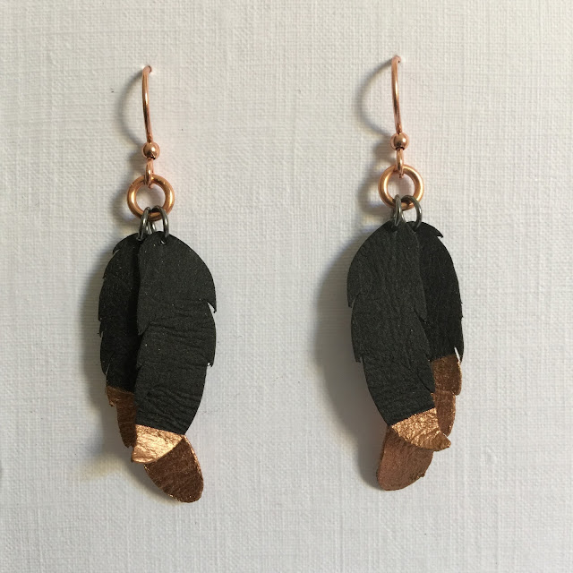 Silhouette UK Faux Leather Feather Earrings