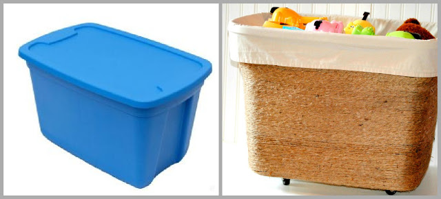 Jute Wrapped Toy Bin - Before & After