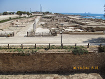 Shoreline with foundations from multiple civilizations, Caesarea, Israel