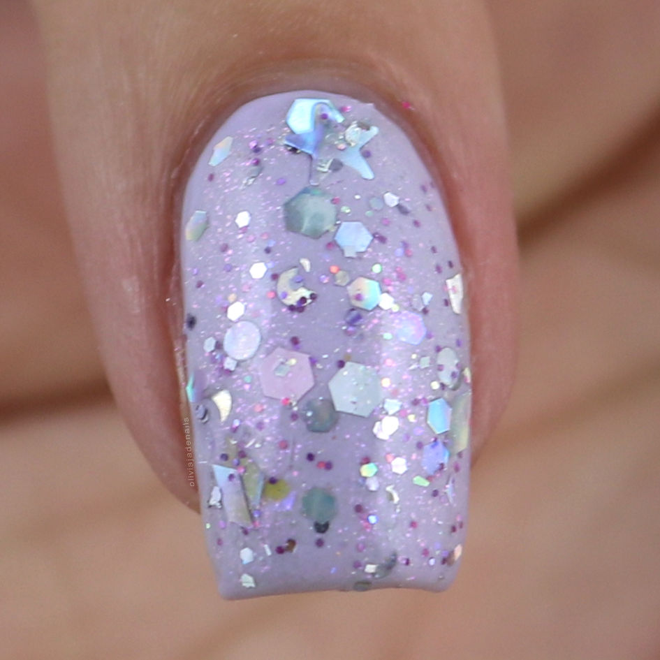 Femme Fatale Cosmetics Dreamers Potion (over CG A Waltz In The Park) swatched by Olivia Jade Nails