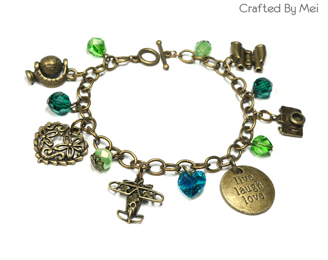 green Beaded Charm Bracelets