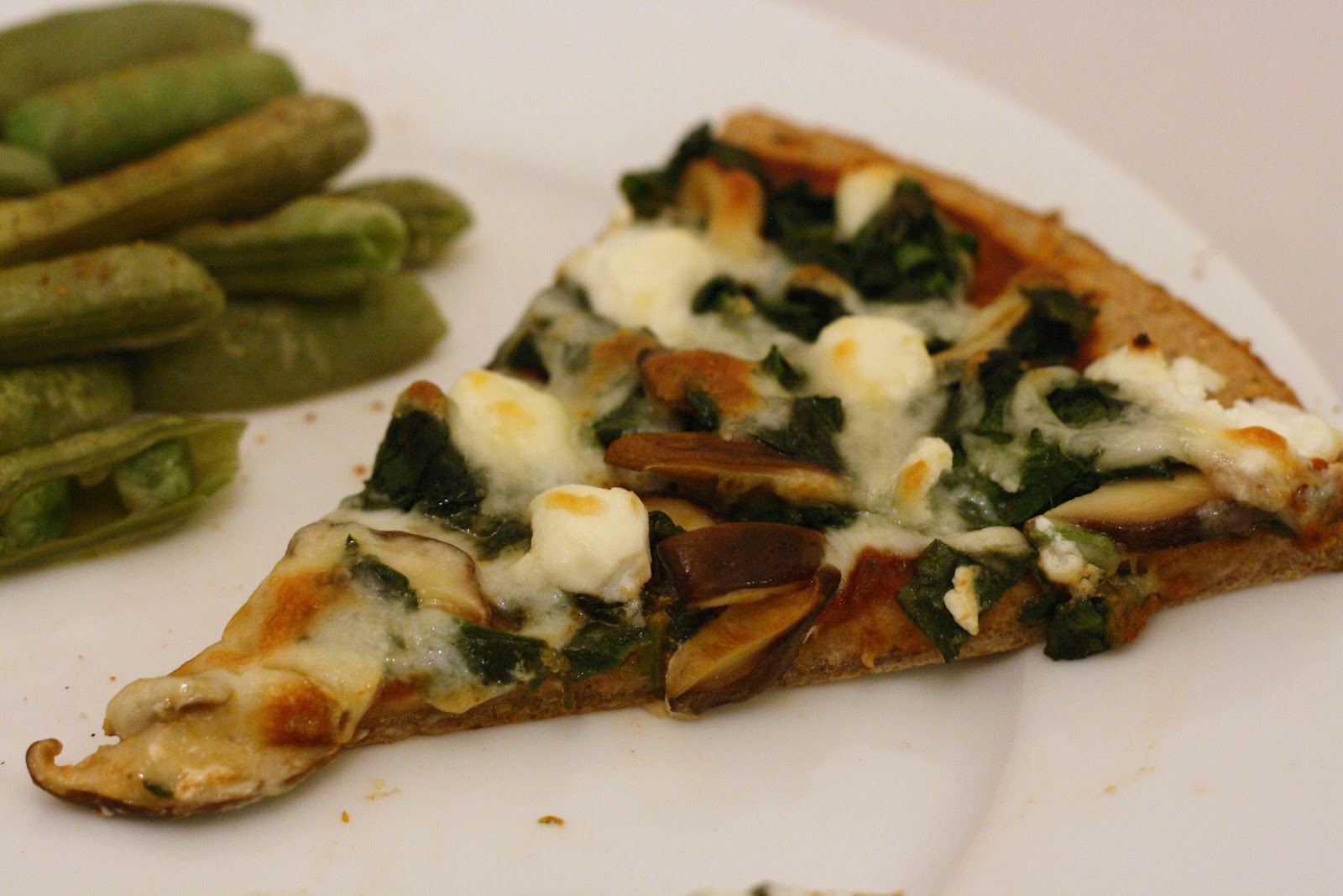 Laine's Recipe Box Shiitake, Spinach, and Goat Cheese Pizza
