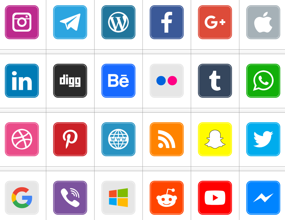Download Font Icons Social Media 7 Color #font #color ttf otf 120 #icons elharrak #fonts new 2019