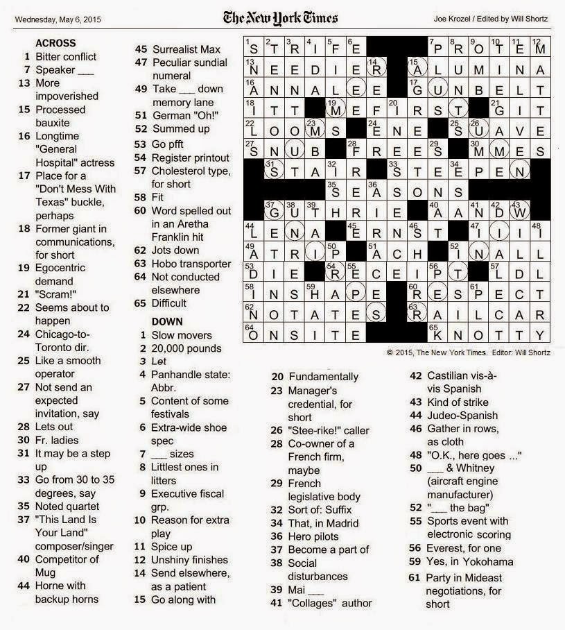 The New York Times Crossword in Gothic: 05.06.15 — Seasons
