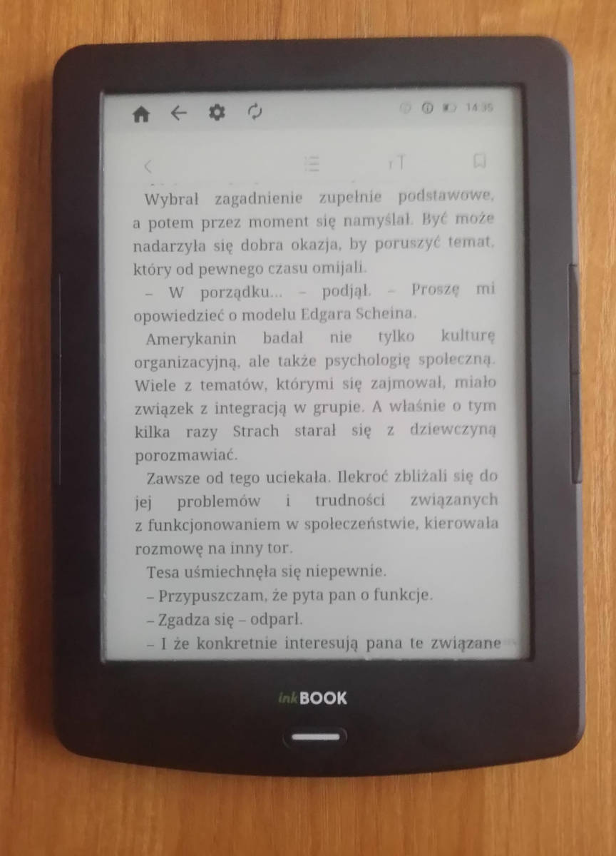 Widok e-booka w aplikacji Woblink na czytniku InkBOOK LUMOS