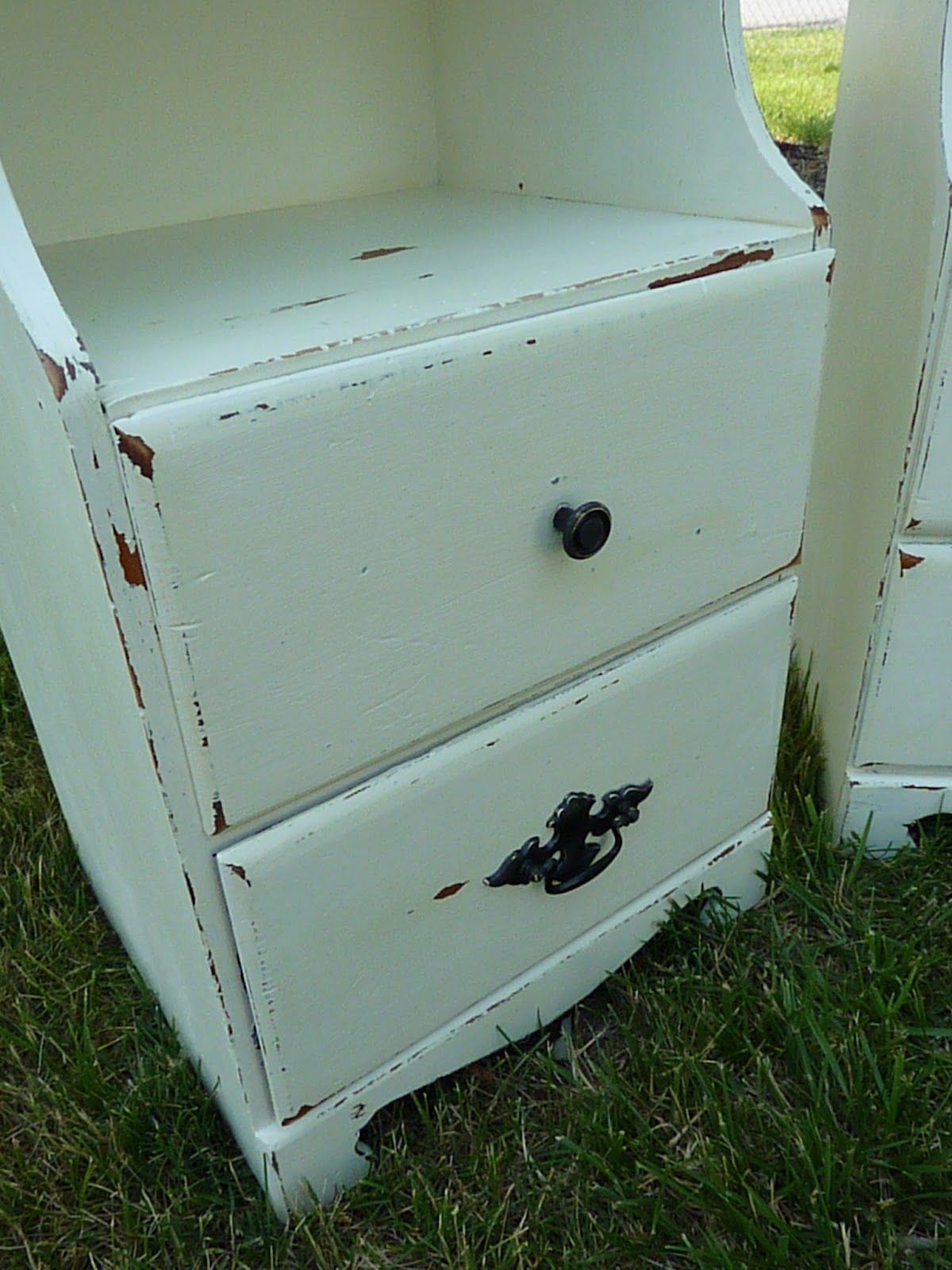 Lila's Pockets Antique White Nightstands